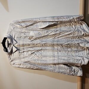 white House Black Market snow white silver plaid shirt XL